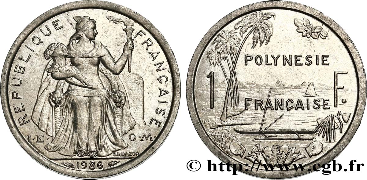 POLYNÉSIE FRANÇAISE 1 Franc I.E.O.M.  1986 Paris SUP 
