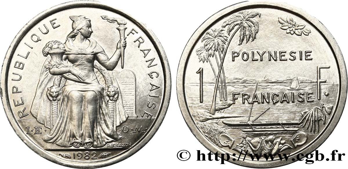 POLINESIA FRANCESA 1 Franc I.E.O.M. 1982 Paris SC 