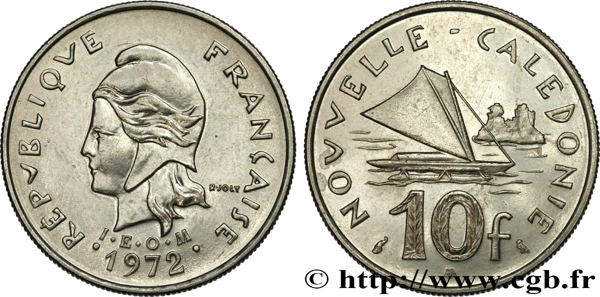 NEW CALEDONIA 10 Francs IEOM 1972 Paris MS 
