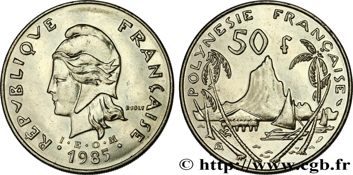 FRENCH POLYNESIA 50 Francs I.E.O.M. Marianne / paysage polynésien 1985 Paris MS 