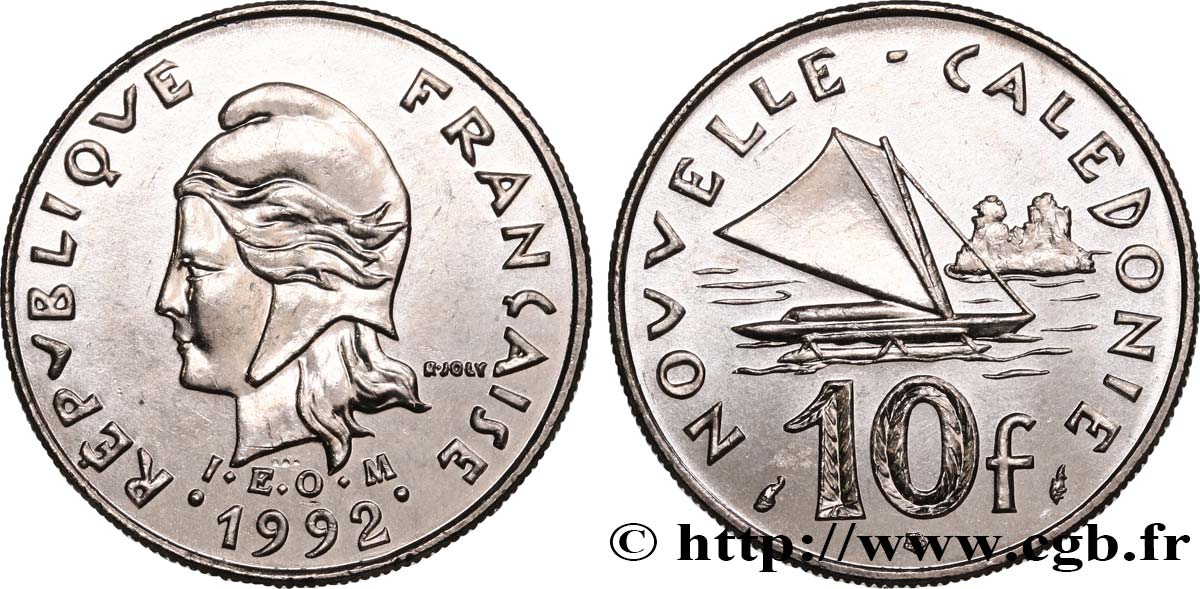 NOUVELLE CALÉDONIE 10 Francs I.E.O.M. 1992 Paris SPL 