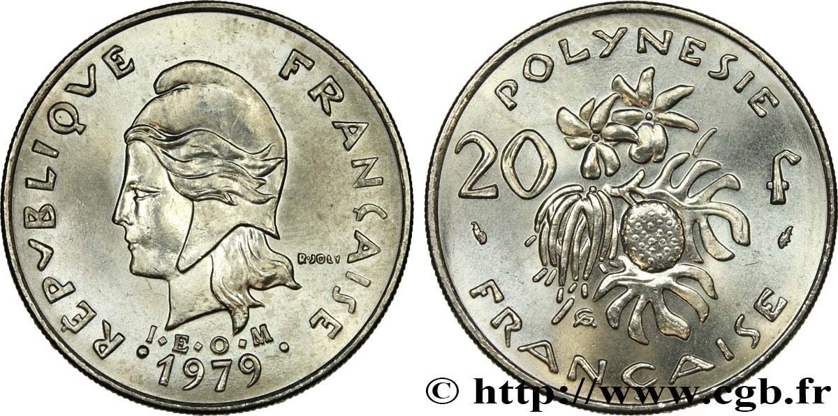 POLINESIA FRANCESE 20 Francs I.E.O.M 1979 Paris MS 