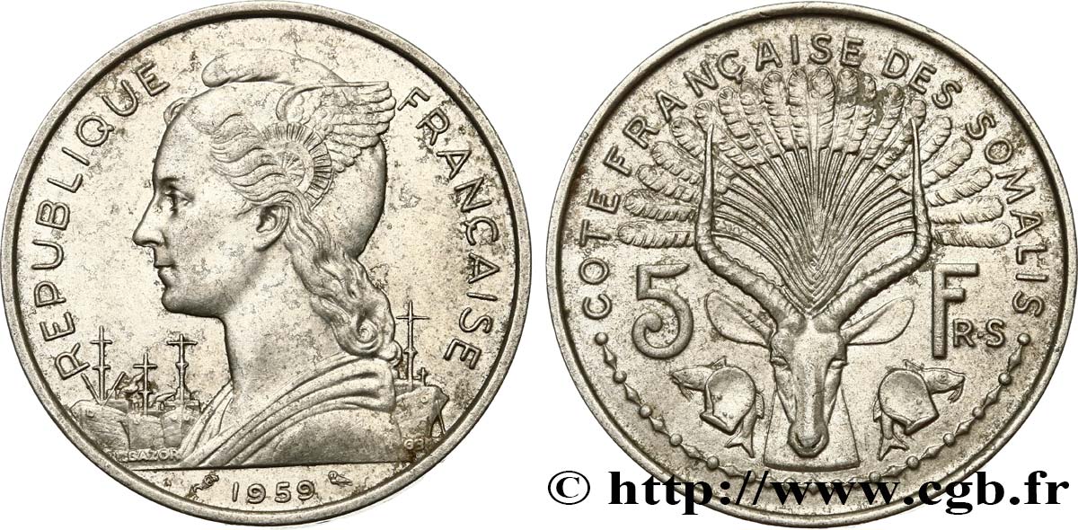 SOMALIA FRANCESE 1 Franc 1959 Paris SPL 