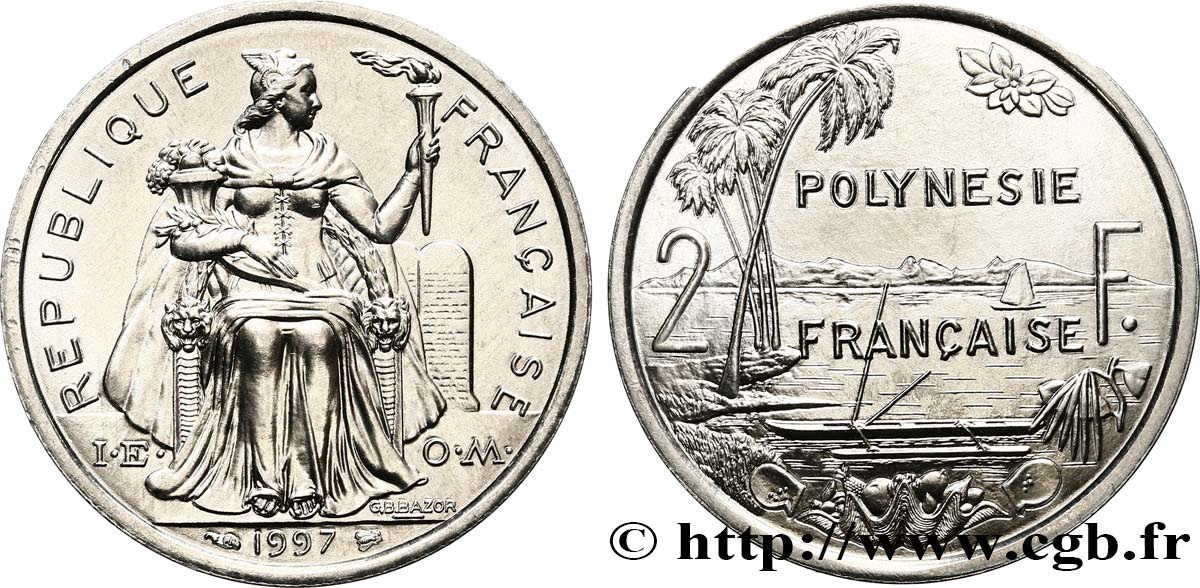 POLINESIA FRANCESE 2 Francs 1997 Paris MS 