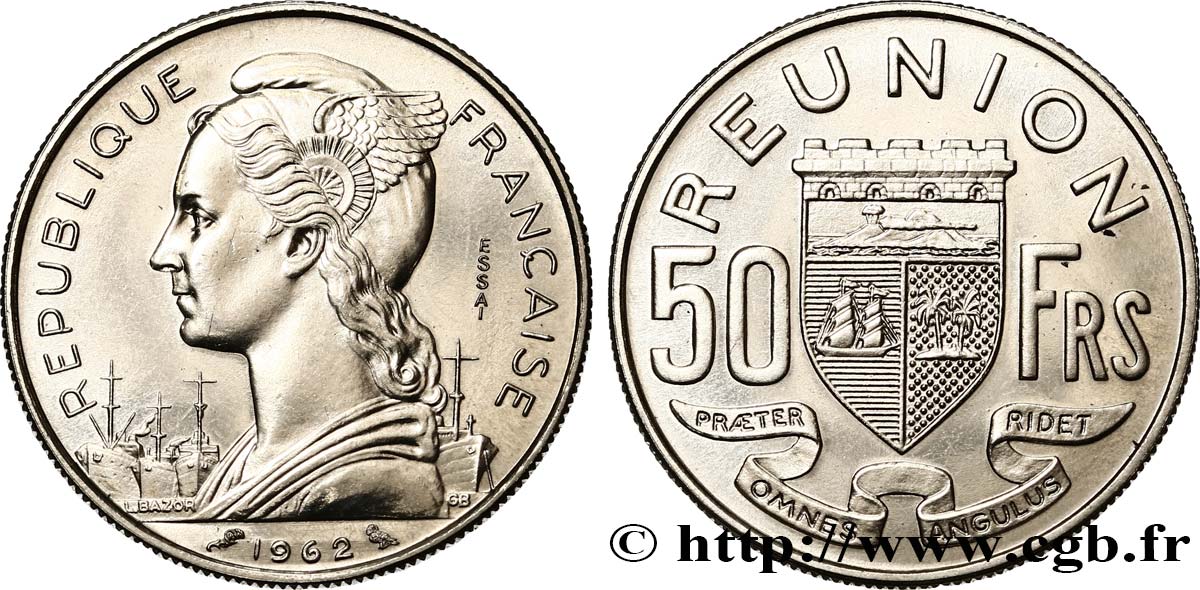 REUNION ISLAND Essai de 50 Francs  1962 Paris MS 