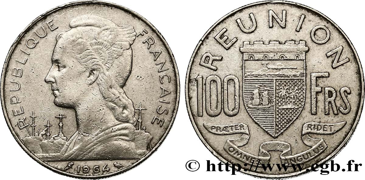 ÎLE DE LA RÉUNION 100 Francs 1964 Paris TTB 