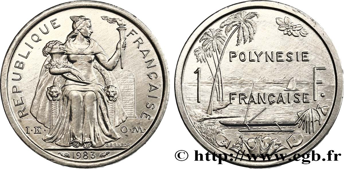 POLINESIA FRANCESE 1 Franc I.E.O.M.  1983 Paris MS 