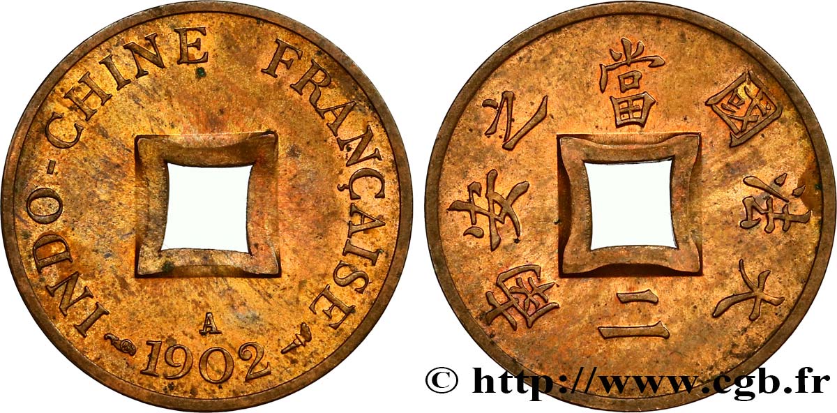 INDOCHINA 1 Sapèque (1/500 de Piastre) 1902 Paris EBC 