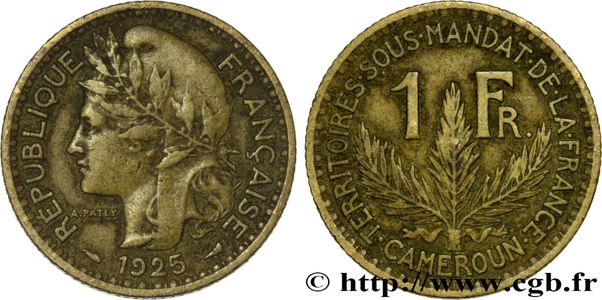 CAMEROON - TERRITORIES UNDER FRENCH MANDATE 1 Franc 1925 Paris XF 