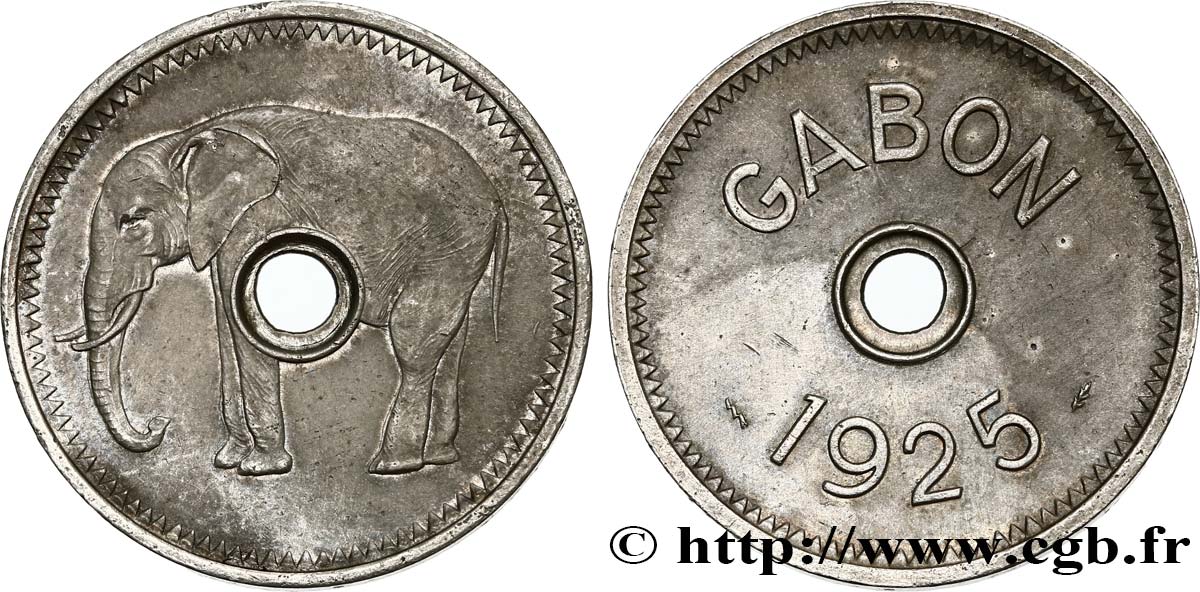 GABUN Jeton-monnaie Éléphant 1925 Poissy VZ 