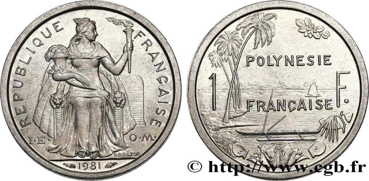 POLYNÉSIE FRANÇAISE 1 Franc I.E.O.M.  1981 Paris SPL 