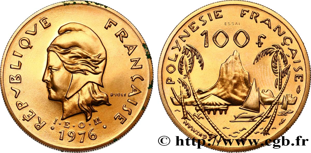 POLINESIA FRANCESA Essai de 100 Francs 1976 Paris SC 