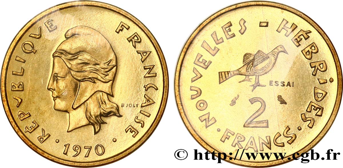 NOUVELLES HÉBRIDES (VANUATU depuis 1980) Essai de 2 Francs 1970 Paris FDC70 