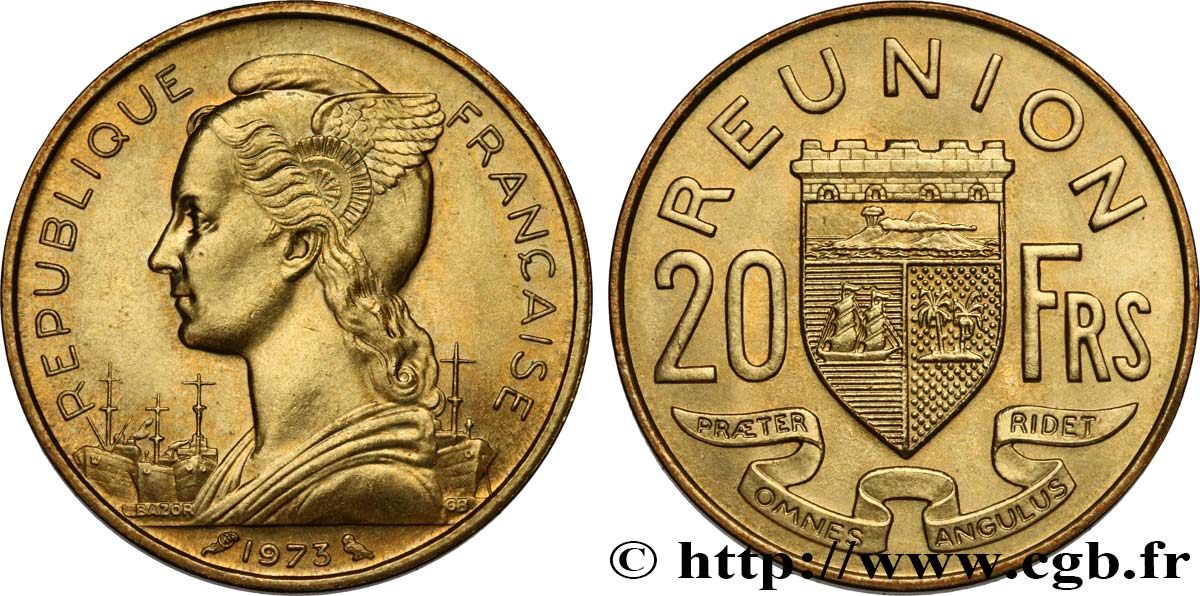 REUNION 20 Francs Marianne / armes 1973 Paris MS 
