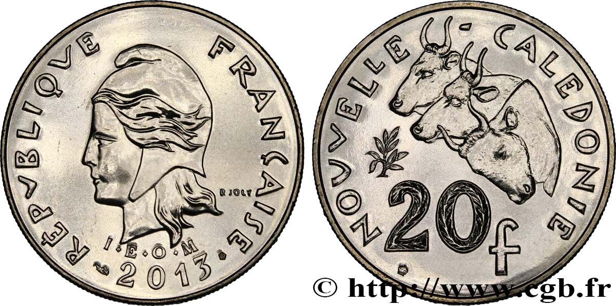 NEW CALEDONIA 20 Francs I.E.O.M. Marianne / zébus 2013 Paris MS 