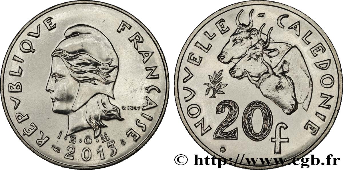NUOVA CALEDONIA 20 Francs I.E.O.M. Marianne / zébus 2013 Paris MS 