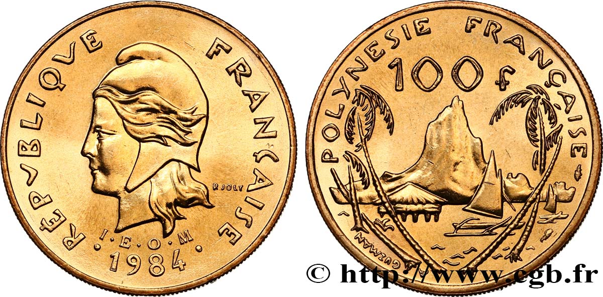 FRENCH POLYNESIA 100 Francs I.E.O.M. Marianne / paysage polynésien type IEOM 1984 Paris MS 
