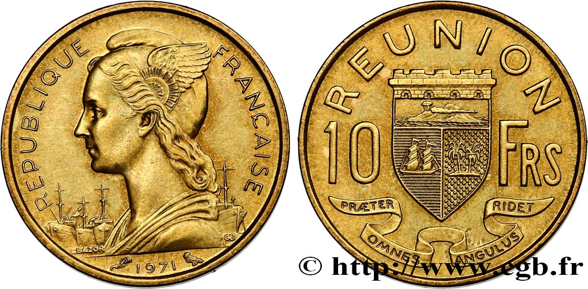 ISLA DE LA REUNIóN 10 Francs 1971 Paris EBC 