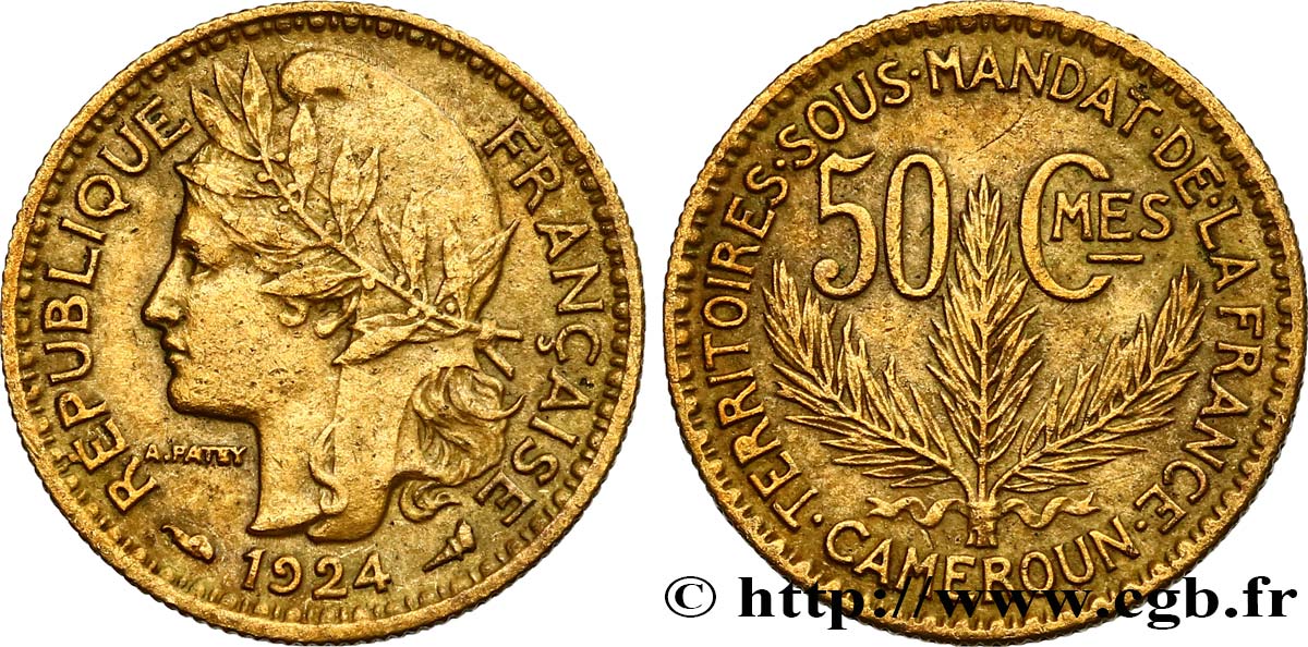 CAMERUN - Territorios sobre mandato frances 50 Centimes 1924 Paris MBC 