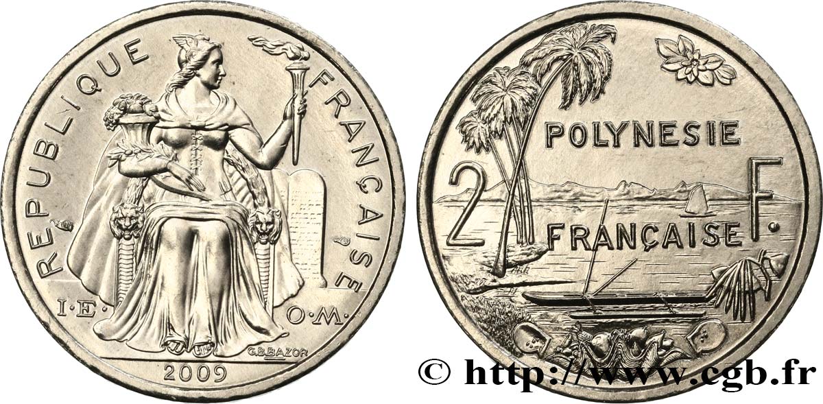 POLYNÉSIE FRANÇAISE 2 Francs 2009 Paris FDC 