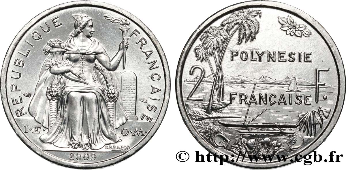 FRENCH POLYNESIA 2 Francs 2009 Paris MS 