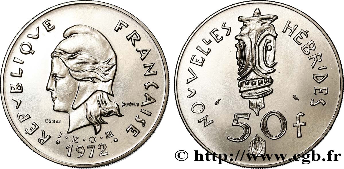 NEW HEBRIDES (VANUATU since 1980) Essai de 50 Francs IEOM 1972 Paris MS 