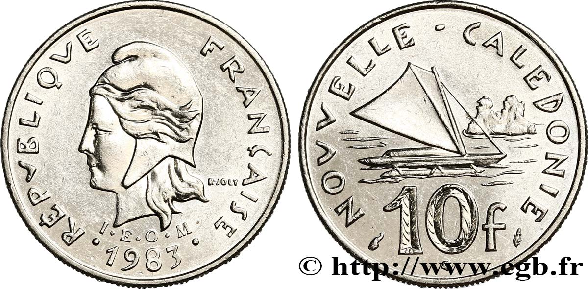 NUEVA CALEDONIA 10 Francs I.E.O.M. 1983 Paris EBC 