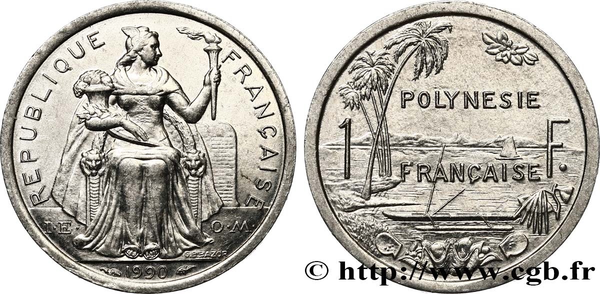 POLYNÉSIE FRANÇAISE 1 Franc I.E.O.M.  1990 Paris SUP 