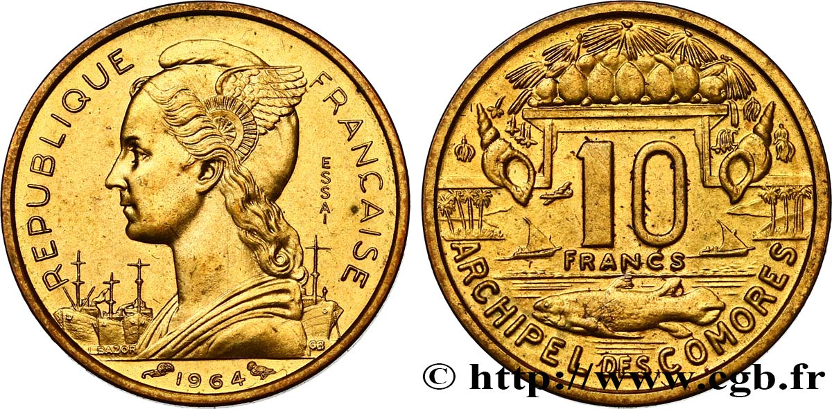 COMORES - Archipel Essai de 10 Francs 1964 Paris SPL 