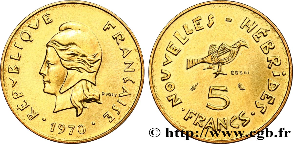 NEUE HEBRIDEN (VANUATU ab 1980) Essai de 5 Francs 1970 Paris fST 