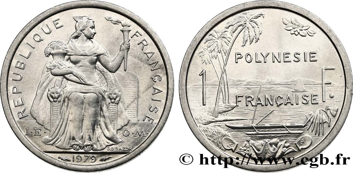 FRANZÖSISCHE-POLYNESIEN 1 Franc 1979 Paris fST 