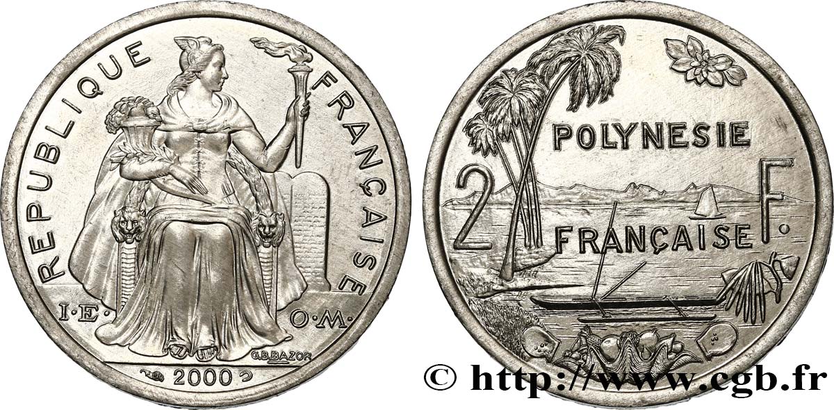 FRENCH POLYNESIA 2 Francs 2000 Paris MS 