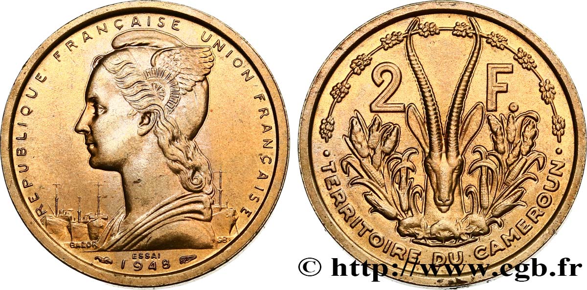 CAMEROON - FRENCH UNION / UNION FRANÇAISE Essai de 2 Francs 1948 Paris MS 