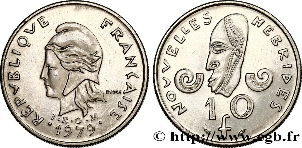 NEUE HEBRIDEN (VANUATU ab 1980) 10 Francs 1979 Paris fST 