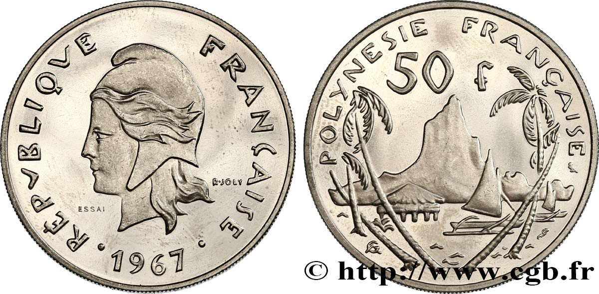 POLINESIA FRANCESA Essai de 50 Francs Marianne 1967 Paris FDC 