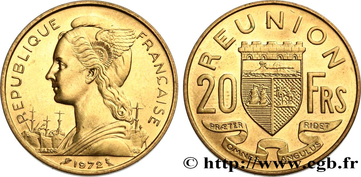 ISLA DE LA REUNIóN 20 Francs Marianne / armes 1972 Paris EBC 