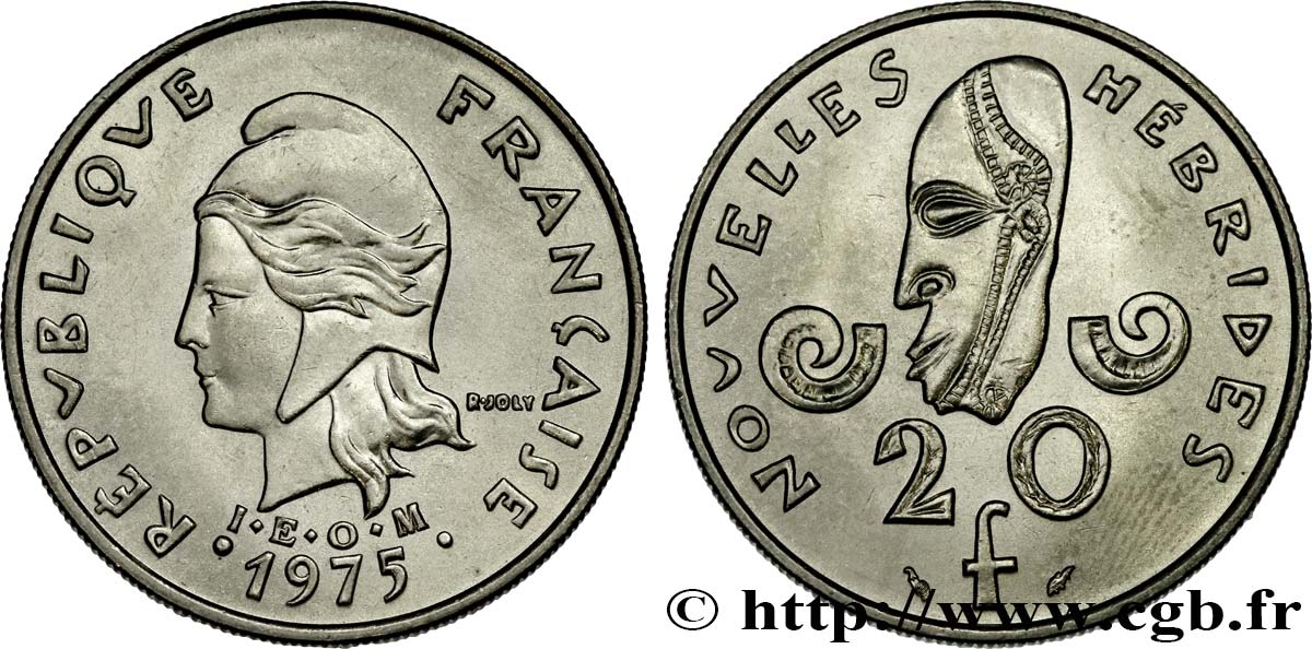 NUOVO EBRIDI (VANUATU dopo1980) 20 Francs 1975 Paris MS 