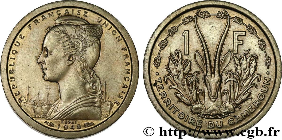 CAMEROUN - UNION FRANÇAISE Essai de 1 Franc 1948 Paris SPL 