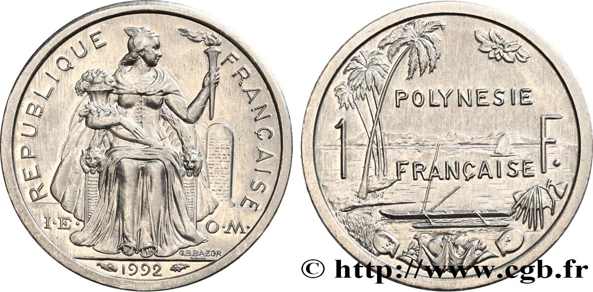 POLINESIA FRANCESE 1 Franc I.E.O.M.  1992 Paris SPL 