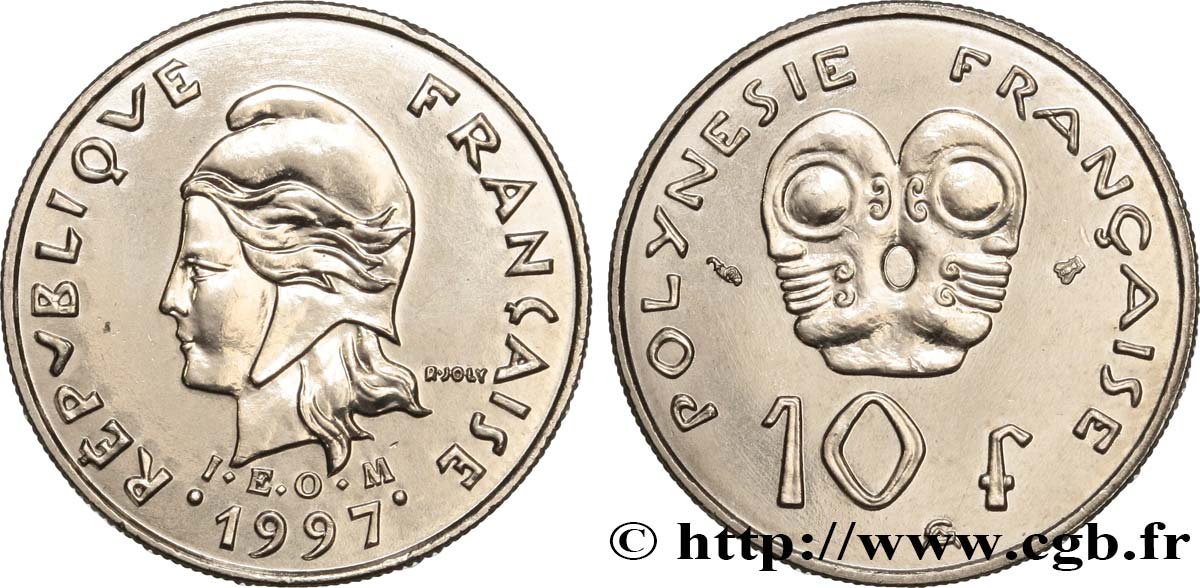 FRANZÖSISCHE-POLYNESIEN 10 Francs I.E.O.M Marianne 1997 Paris fST 