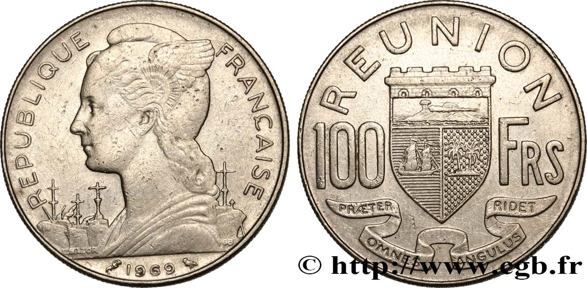 REUNION ISLAND 100 Francs 1969 Paris VF 