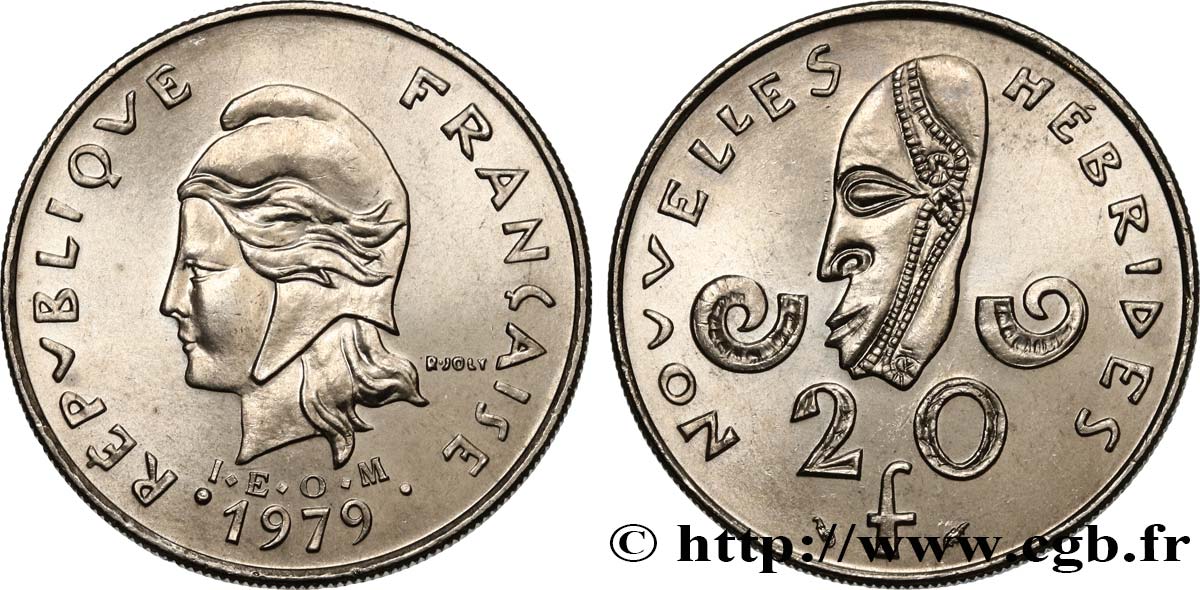 NEUE HEBRIDEN (VANUATU ab 1980) 20 Francs 1979 Paris ST 
