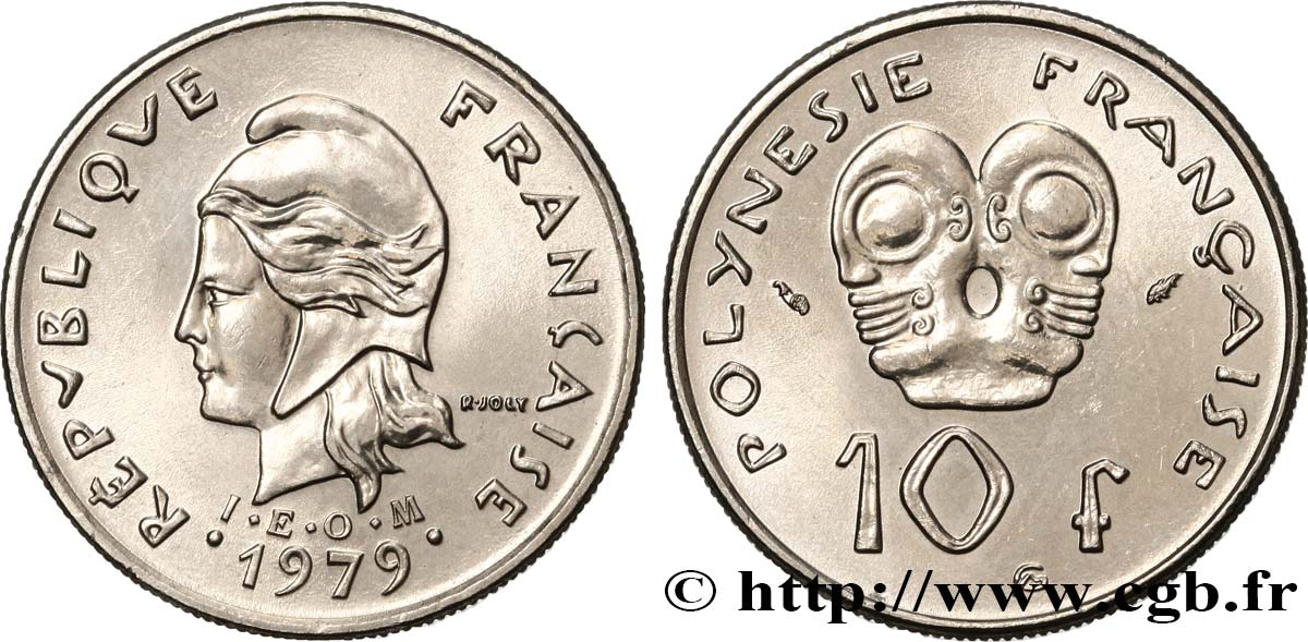 FRENCH POLYNESIA 10 Francs I.E.O.M Marianne 1979 Paris MS 