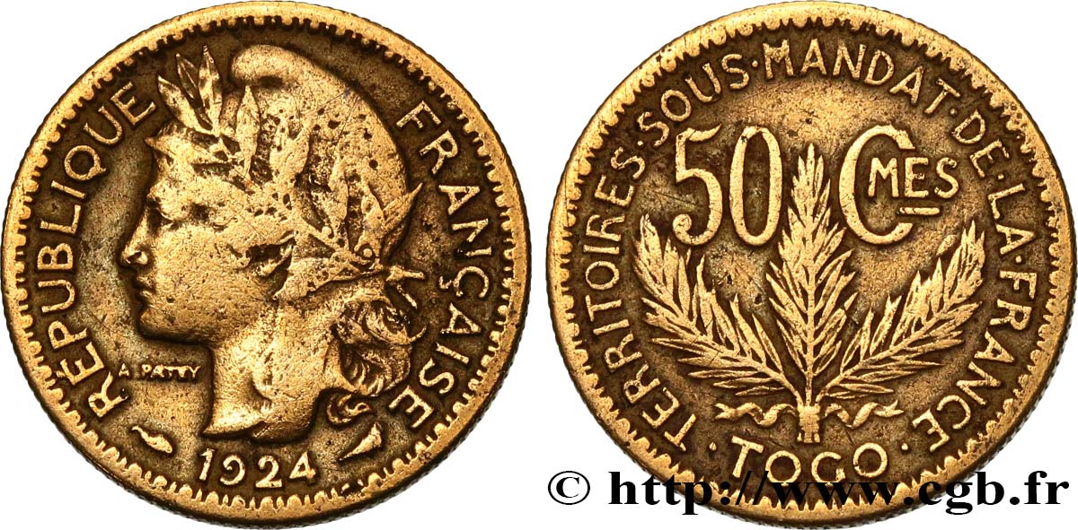 TOGO - FRANZÖSISCHE MANDAT 50 Centimes 1924 Paris S 