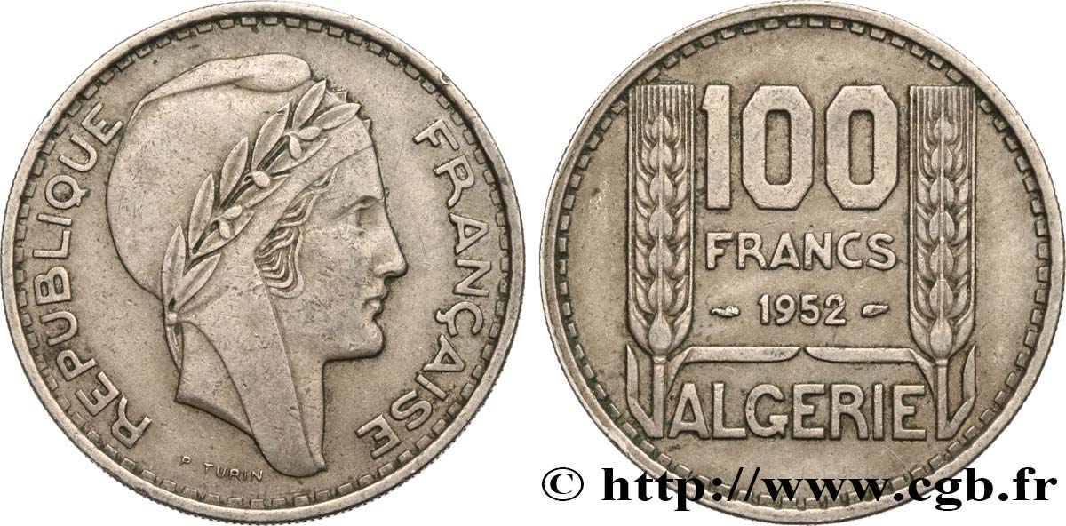 ALGERIA 100 Francs Turin 1952  AU 