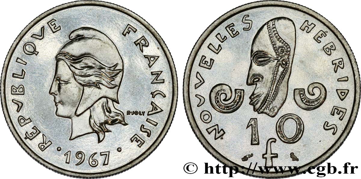 NEW HEBRIDES (VANUATU since 1980) 10 Francs 1967 Paris MS 