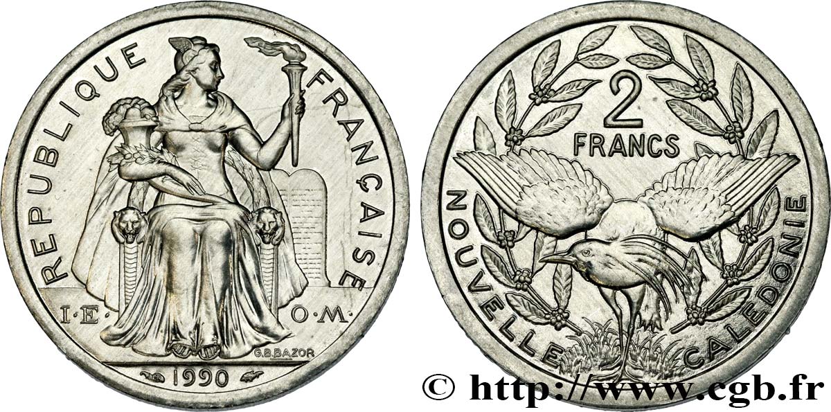 NUOVA CALEDONIA 2 Francs I.E.O.M. 1990 Paris MS 