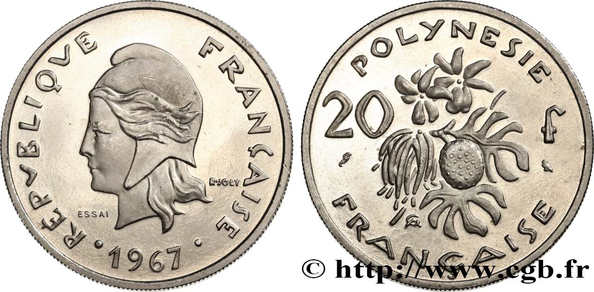 FRANZÖSISCHE-POLYNESIEN Essai de 20 Francs Marianne 1967 Paris fST 