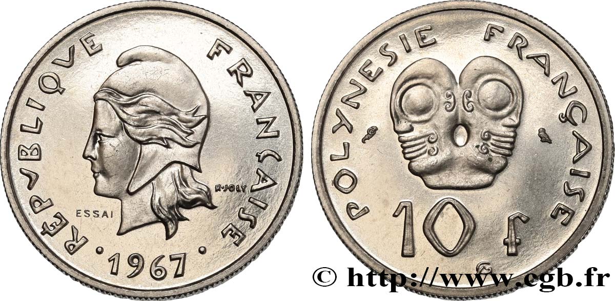 POLINESIA FRANCESE Essai de 10 Francs 1967 Paris MS 