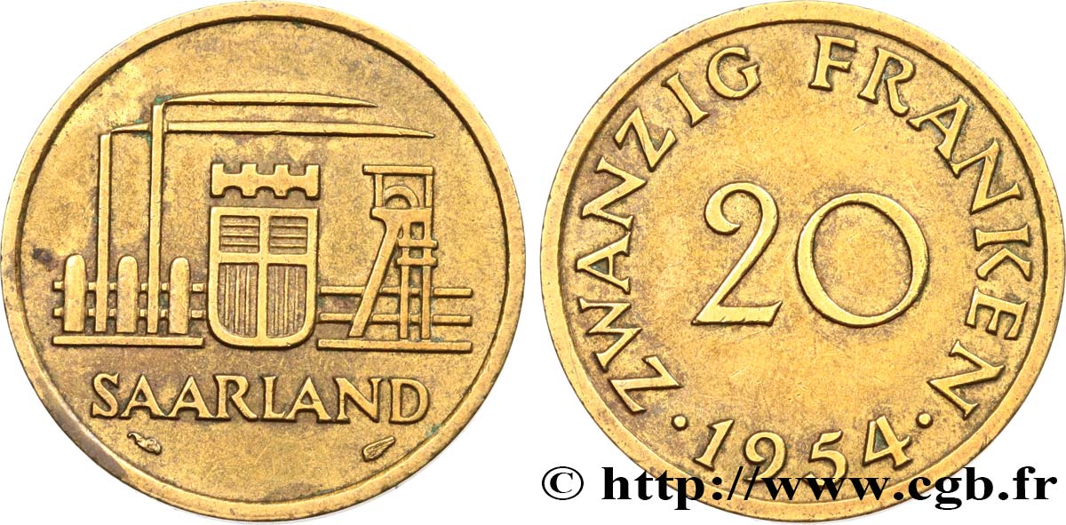 SAARLAND 20 Franken 1954 Paris SS 